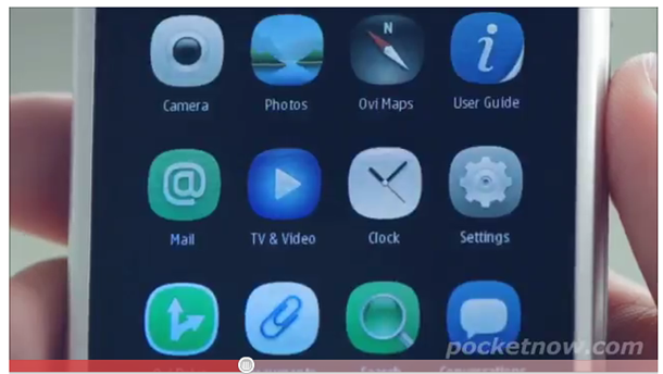 Nokia N9 icons screenshot in the teaser ad