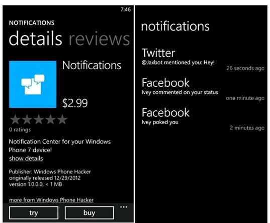 Notifications App for Windows Phone 