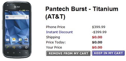 AT&T Pantech Burst For Free At Walmart