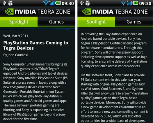 PlayStation Suite Coming To Tegra 2 Devices