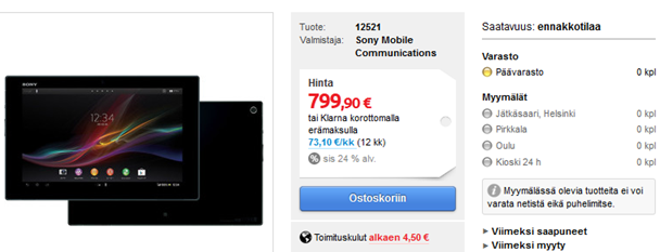 Pre-order for Sony Xperia Tablet Z