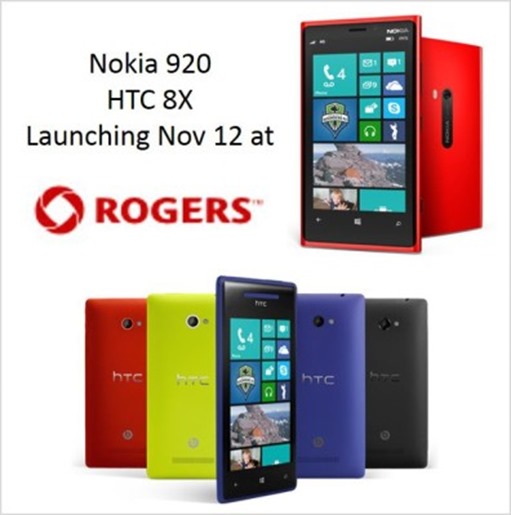 Rogers Nokia Lumia 920, HTC 8X Available Nov. 12th