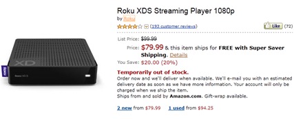 Roku XDS HD 1080p Streaming Player At Amazon
