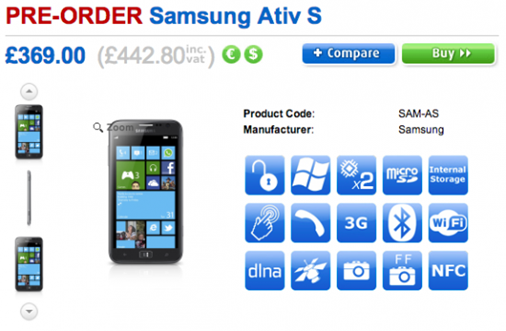 Samsung ATIV S Pre-Order at Clove UK