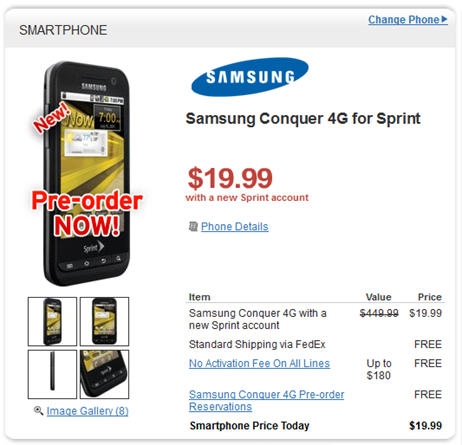 Samsung Conquer 4G For $19.99 At RadioShack