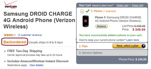 Samsung Droid Charge Amazon Pricing