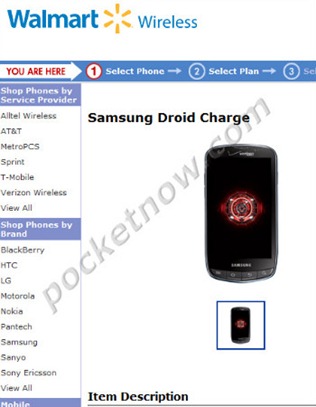 Samsung Droid Charge Spotted On Walmart