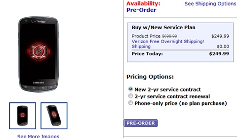 Samsung Droid Charge Walmart PreOrder