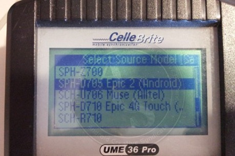 Samsung Epic 2 in Cellebrite System