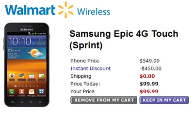 Samsung Epic 4G Touch Up for Pre-Order For Just $99 At Walmart 