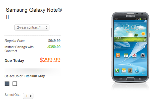 AT&T’s Galaxy Note II Now Available for $299