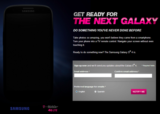 Samsung Galaxy S4 Sign-Up from T-Mobile