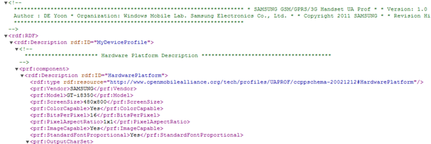 Samsung GT-i8350 UAprof screenshot