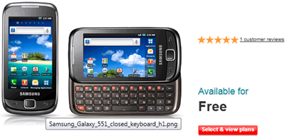 Samsung Galaxy 551 VodafoneUK Pricing