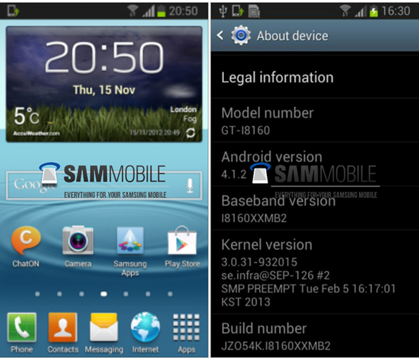 Samsung Galaxy Ace II Jelly Bean