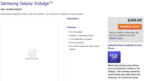 Samsung Galaxy Indulge MetroPCS Screenshot