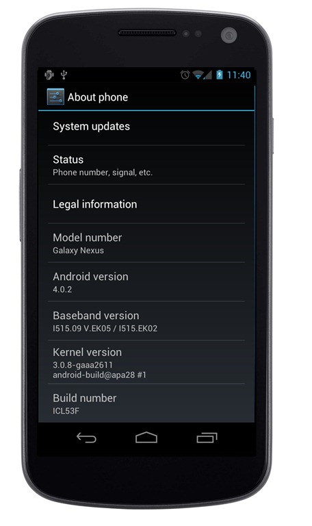 GSM Samsung Galaxy Nexus Gets Android 4.0.2 ICS Update ICL53F