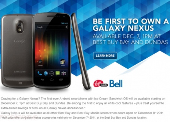Samsung Galaxy Nexus Hits Bell and Virgin Mobile On December 7th