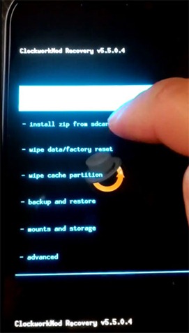 Touch-enabled ClockworkMod Recovery 