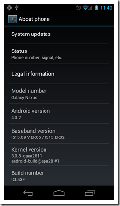 Samsung Galaxy Nexus Android 4.0.2 ICS Update ICL53F