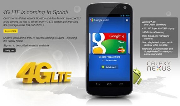 Samsung Galaxy Nexus 4G LTE For Sprint