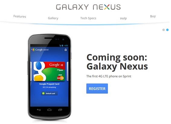 Sprint Galaxy Nexus Registration Page