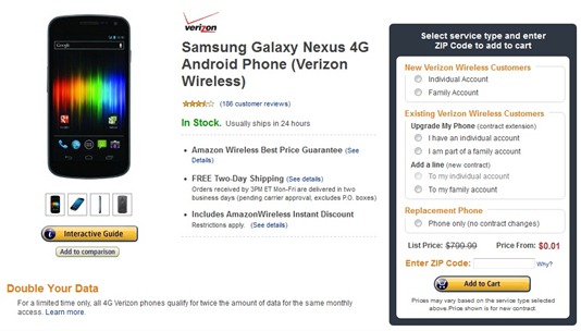 Verizon Galaxy Nexus For Penny 
