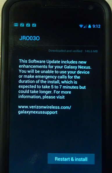 Verizon Galaxy Nexus Jelly Bean Test Build JRO03O