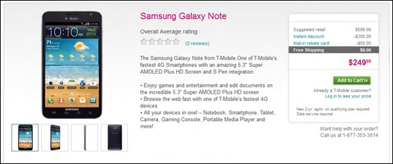 T-Mobile’s Samsung Galaxy Note Pricing