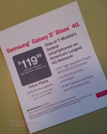 Samsung Galaxy S Blaze 4G's Full Retail Pricing