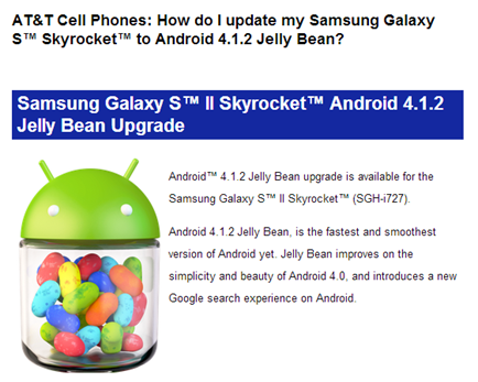 AT&T’s Galaxy S II Skyrocket Jelly Bean Update