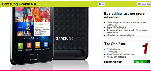 Samsung Galaxy S II At Three UK