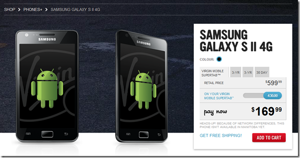 Samsung Galaxy S II 4G Up For Online Sale On Virgin Mobile