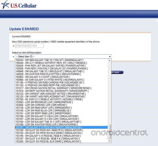 Samsung Galaxy S III Appears in USCC System