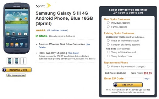 Samsung-Galaxy-S-III-Sprint-Amazon-Price-Cut