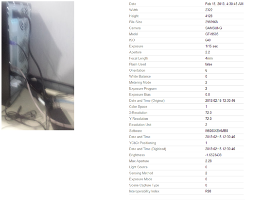 Galaxy S IV GT-I95050 Camera Sample