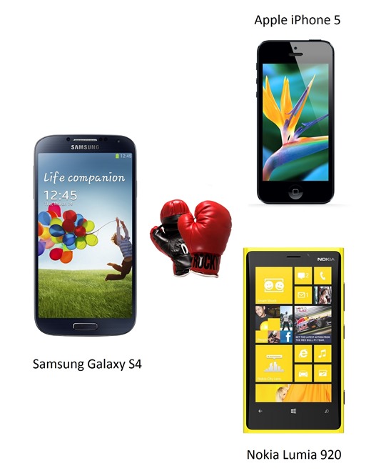 Samsung Galaxy S4 vs iPhone 5 vs Lumia 920