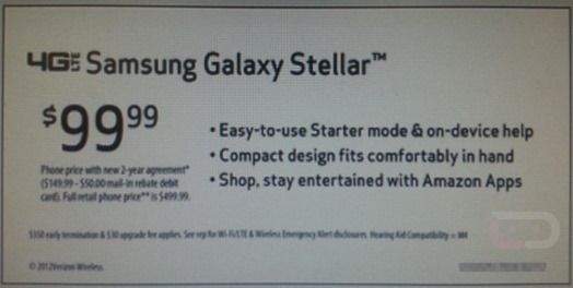 Verizon's Samsung Galaxy Stellar Price Leak