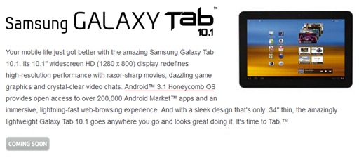 Samsung Galaxy Tab 10.1 Coming Soon To Best Buy