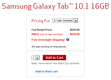 Samsung Galaxy Tab 10.1 LTE 16GB Now On Sale For $529.99