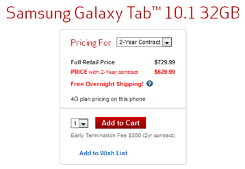 Samsung Galaxy Tab 10.1 LTE 32GB Now On Sale For $629.99