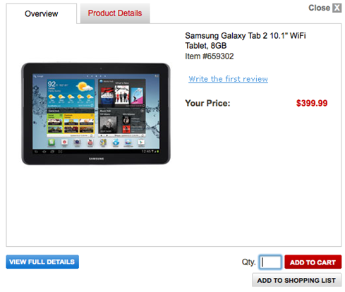 Samsung Galaxy Tab 2 (10.1) Priced at $399.99 By Office Depot