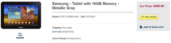 Samsung Galaxy Tab 8.9 16GB For $469.99