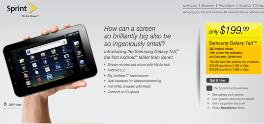 Sprint's Samsung Galaxy Tab $200 Pricing