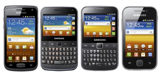 Samsung Galaxy W, Galaxy M Pro, Galaxy Y And Galaxy Y Pro