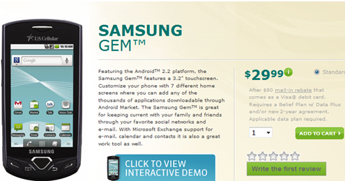 Samsung Gem US Cellular Pricing