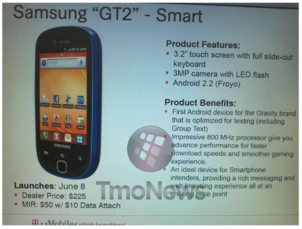 Samsung Gravity Touch 2 GT2 leak