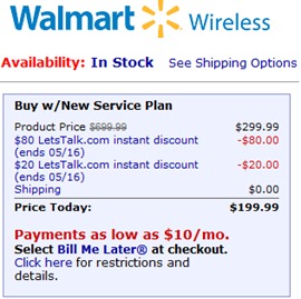 Samsung Infuse 4G's Walmart Pricing
