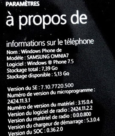 Samsung Omnia 7 Spotted Running With Mango Build 7720 RTM