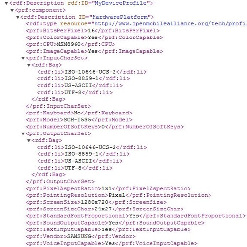 Verizon's Samsung SCH-I535 UAProf